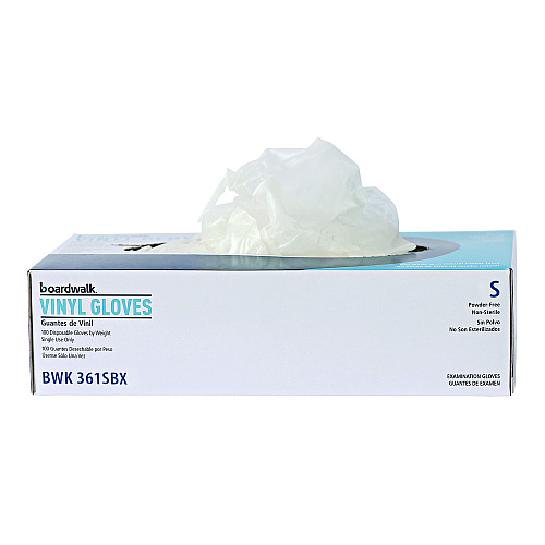 Boardwalk&reg; Exam Vinyl Gloves, Clear, Small, 5 mil, 1000/Carton (BWK361SCT)