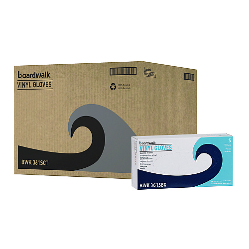 Boardwalk&reg; Exam Vinyl Gloves, Clear, Small, 5 mil, 1000/Carton (BWK361SCT)