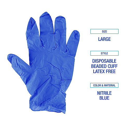 Boardwalk&reg; Disposable Nitrile Gloves, Large, Blue, 4 mil, 100/Box (BWK380LBXA)