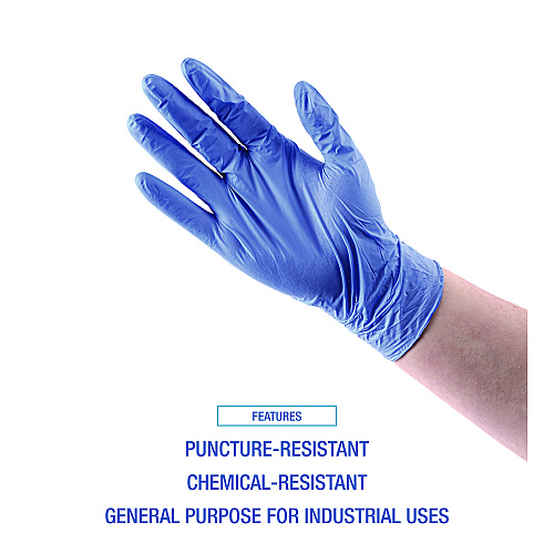 Boardwalk&reg; Disposable Nitrile Gloves, Large, Blue, 4 mil, 100/Box (BWK380LBXA)
