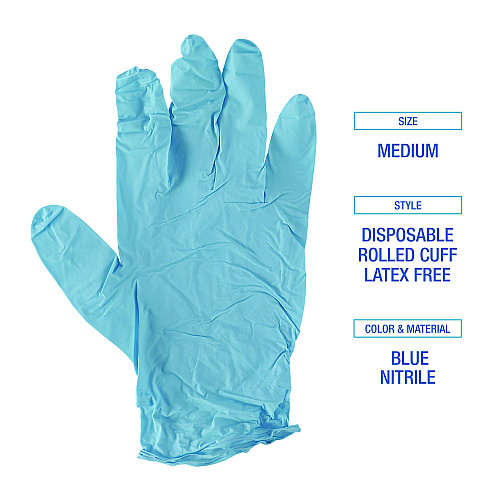 Boardwalk&reg; Disposable Examination Nitrile Gloves, Medium, Blue, 5 mil, 100/Box (BWK382MBXA)