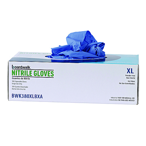 Boardwalk&reg; Disposable Nitrile Gloves, X-Large, Blue, 4 mil, 1000/CT (BWK380XLCTA)