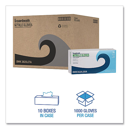Boardwalk&reg; Disposable Food Service Nitrile Gloves, X-Large, Blue, 5 mil, 1000/Carton (BWK382XLCTA)