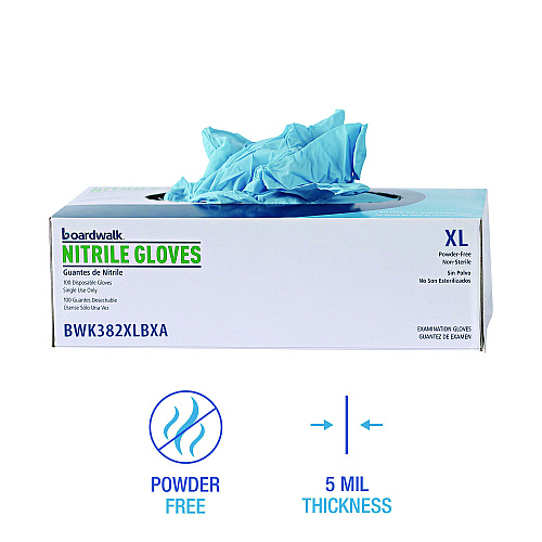 Boardwalk&reg; Disposable Food Service Nitrile Gloves, X-Large, Blue, 5 mil, 1000/Carton (BWK382XLCTA)