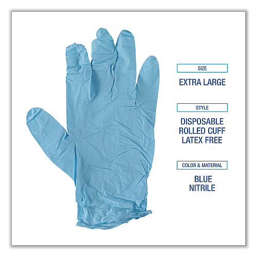 Boardwalk&reg; Disposable Food Service Nitrile Gloves, X-Large, Blue, 5 mil, 1000/Carton (BWK382XLCTA)