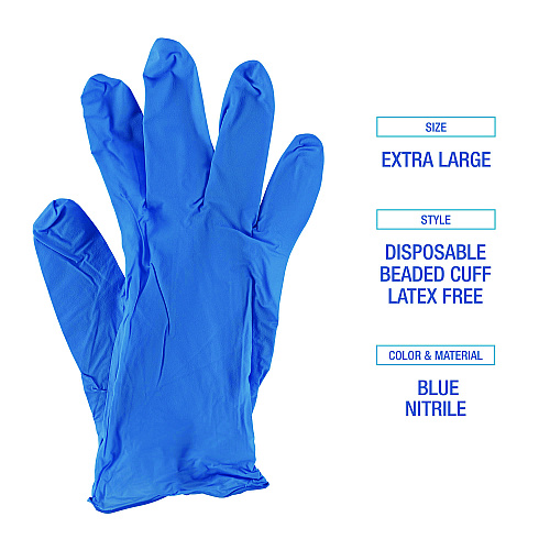 Boardwalk&reg; Disposable General-Purpose Powder-Free Nitrile Gloves, X-Large, Blue, 5 mil, 100/Box (BWK395XLBXA)