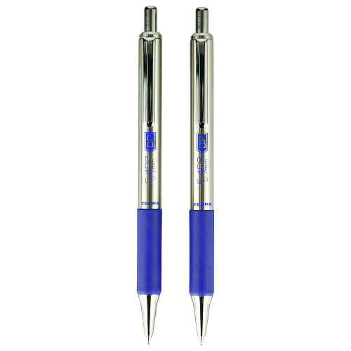 Zebra F-402 Ballpoint Pen, Retractable, Fine 0.7 mm, Blue Ink, Stainless Steel/Blue Barrel (29220)