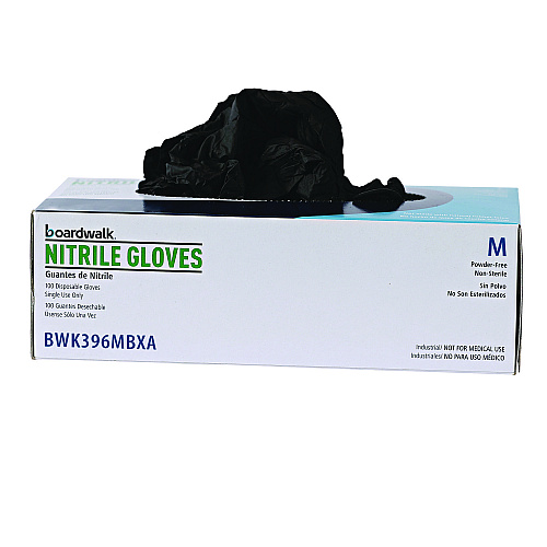 Boardwalk&reg; Disp Powder-Free Nitrile Gloves, M, Blk, 4.4 mil, 100/BX (BWK396MBXA)