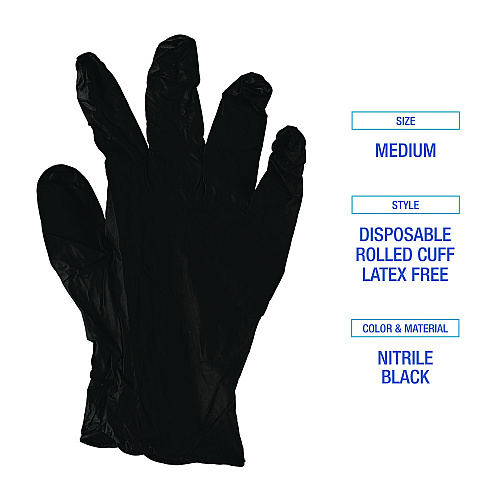 Boardwalk&reg; Disp Powder-Free Nitrile Gloves, M, Blk, 4.4 mil, 100/BX (BWK396MBXA)