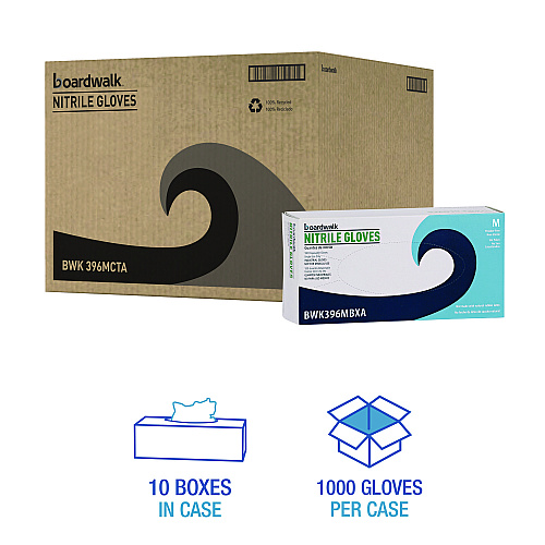 Boardwalk&reg; Disp Powder-Free Nitrile Gloves, M, Blk, 4.4 mil, 1000/CT (BWK396MCTA)