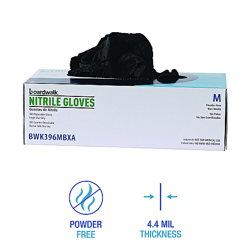 Boardwalk&reg; Disp Powder-Free Nitrile Gloves, M, Blk, 4.4 mil, 1000/CT (BWK396MCTA)