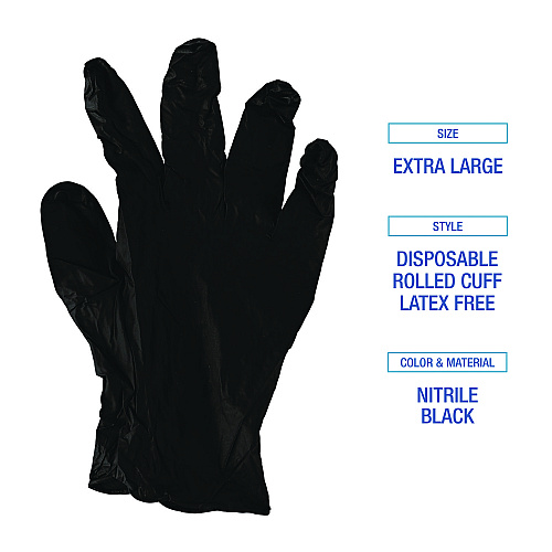 Boardwalk 396 Series Disposable General-Purpose Nitrile Gloves, Powder-Free, XX-Large, 4.4 mil Thick, 9.5" Long, Black,100/Box,10 BX/CT (396XXLCTA)
