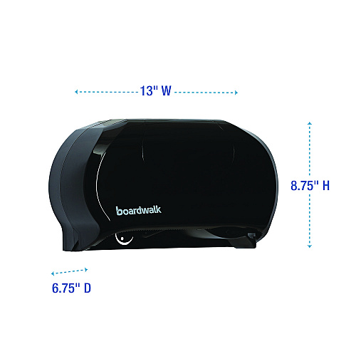 Boardwalk&reg; Standard Twin Toilet Paper Dispenser, 2 Rolls, Black (BWK1502)
