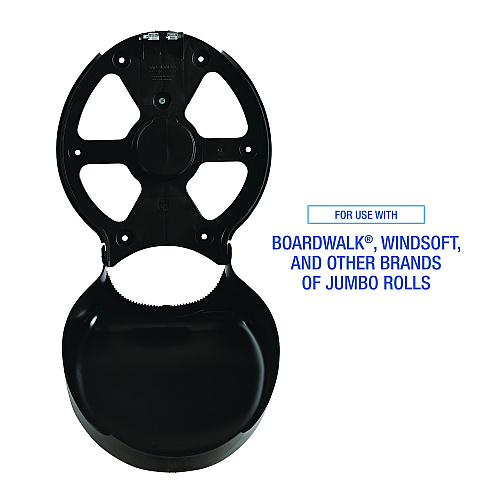 Boardwalk&reg; Jumbo Jr. Toilet Paper Dispenser, 1 Roll, Black (BWK1519)