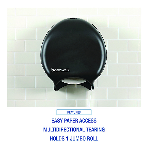 Boardwalk&reg; Jumbo Jr. Toilet Paper Dispenser, 1 Roll, Black (BWK1519)