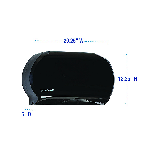 Boardwalk&reg; Jumbo Roll Toilet Paper Dispenser, 2 Rolls, Black (BWK1529)