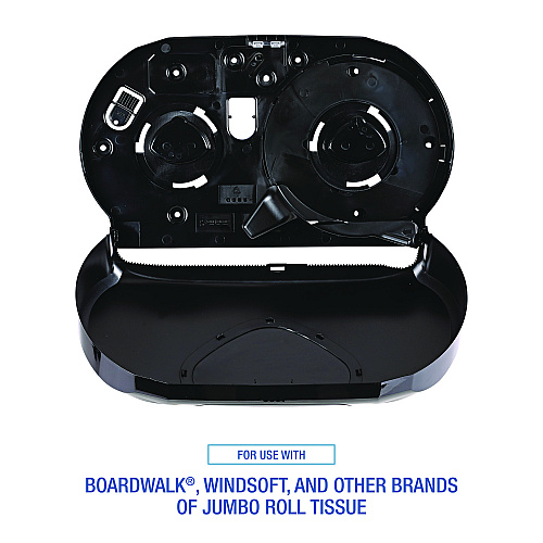 Boardwalk&reg; Jumbo Roll Toilet Paper Dispenser, 2 Rolls, Black (BWK1529)