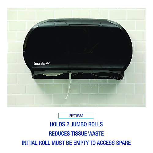 Boardwalk&reg; Jumbo Roll Toilet Paper Dispenser, 2 Rolls, Black (BWK1529)