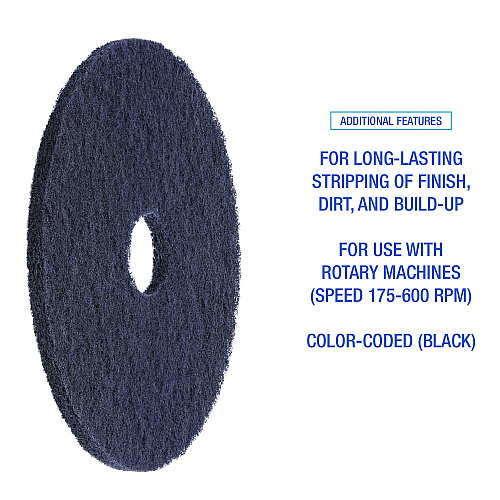 Boardwalk&reg; Standard 12" Stripping Floor Pads, Black, 5 Pads (BWK4012BLA)