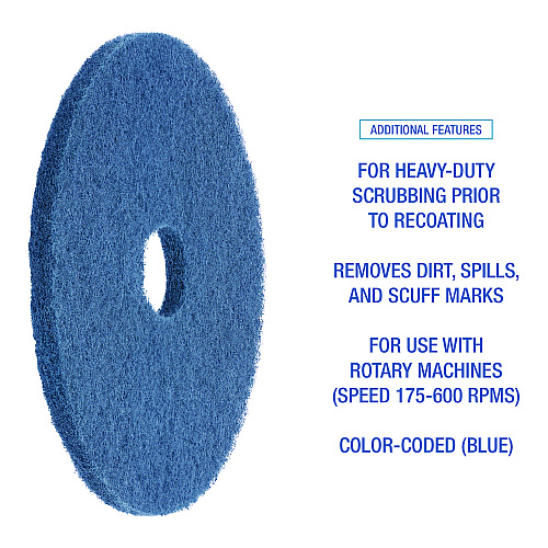 Boardwalk Scrubbing Floor Pads, 17" Diameter, Blue, 5/Carton (BWK4017BLU)