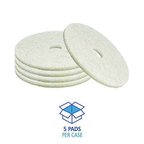 Boardwalk Natural Burnishing Floor Pads, 17" Diameter, White, 5/Carton (BWK4017NAT)