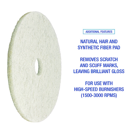Boardwalk Natural Burnishing Floor Pads, 17" Diameter, White, 5/Carton (BWK4017NAT)