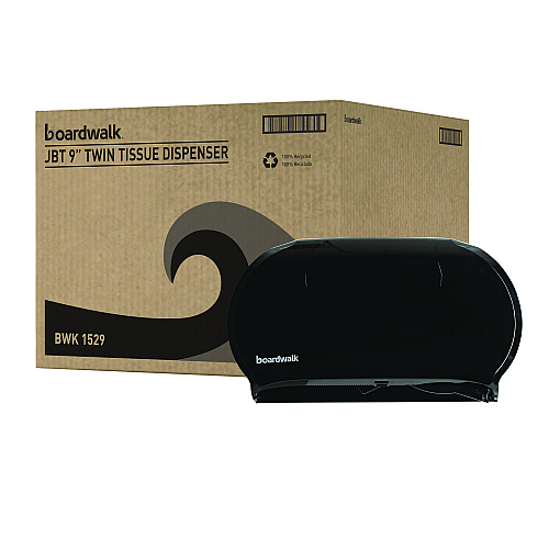 Boardwalk&reg; Jumbo Roll Toilet Paper Dispenser, 2 Rolls, Black (BWK1529)