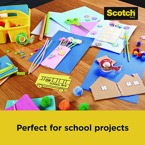 Scotch Office Essentials Kit, 7 Pads Assorted Super Sticky Notes, 1 Pack Flags, Roll Magic Tape, Roll Super-Hold Tape, 1 Scissors (SPIPK)