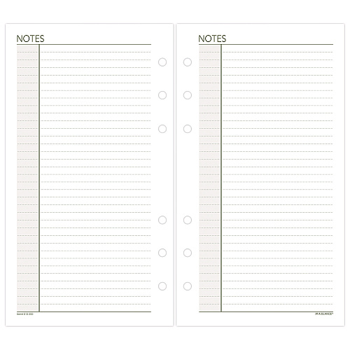 AT-A-GLANCE Lined Notes Pages for Planners/Organizers, 6.75 x 3.75, White Sheets, Undated (013200)