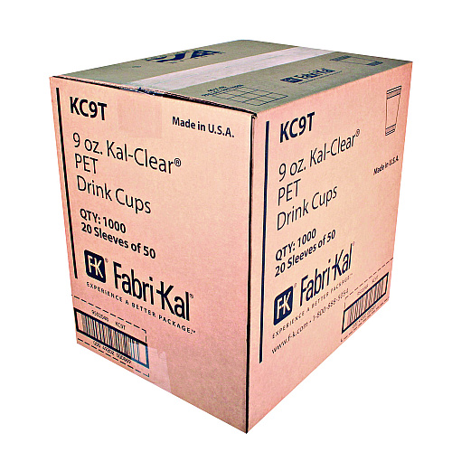 Fabri-Kal Kal-Clear True PET Cold Drink Cups, 9 oz, Clear, 50/Bag, 20 Bags/Carton (KC9T)