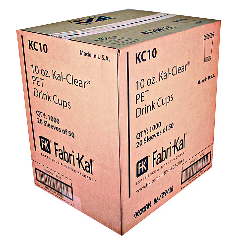 Fabri-Kal Kal-Clear PET Cold Drink Cups, 10 oz, Clear, 50/Bag, 20 Bags/Carton (KC10)
