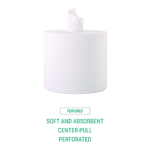 Windsoft Center-Flow Perforated Paper Towel Roll, 7.3 x 15, White, 6 Rolls/Carton (WIN1420B)