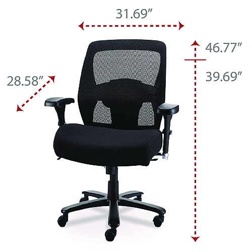 Alera Faseny Series Big and Tall Manager Chair, Supports Up to 400 lbs, 17.48" to 21.73" Seat Height, Black Seat/Back/Base (ALEFN44B14)