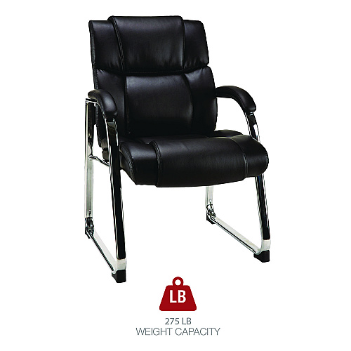 Alera Hildred Series Guest Chair, 25" x 28.94" x 37.8", Black Seat, Black Back, Chrome Base (ALEHD4319)