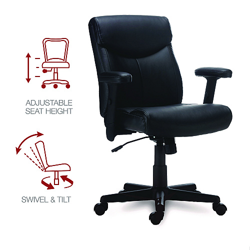 Alera Harthope Leather Task Chair, Supports Up to 275 lb, Black Seat/Back, Black Base (ALEHH42B19)