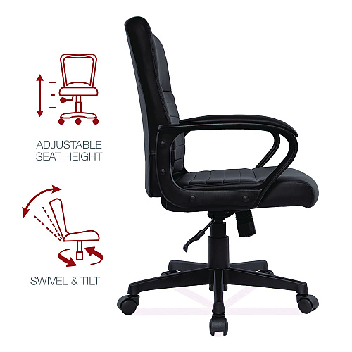 Alera Breich Series Manager Chair, Supports Up to 275 lbs, 16.73" to 20.39" Seat Height, Black Seat/Back, Black Base (ALEBC42B19)