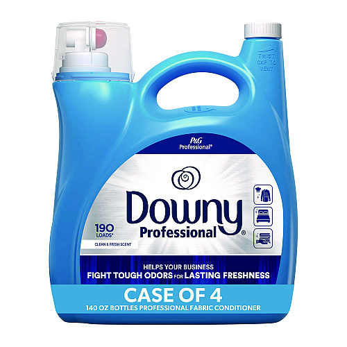 Downy Commercial Liquid Fabric Softener, Clean and Fresh Scent, 140 oz Pour Bottle, 4/Carton (14121)