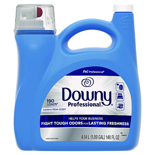 Downy Commercial Liquid Fabric Softener, Clean and Fresh Scent, 140 oz Pour Bottle, 4/Carton (14121)