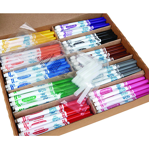 Crayola Ultra-Clean Washable Marker Classpack, Fine Bullet Tip, 10 Assorted Colors, 200/Pack (588211)