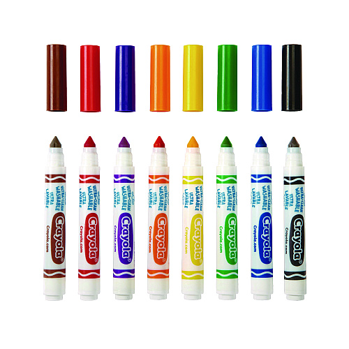 Crayola Ultra-Clean Washable Marker Classpack, Broad Bullet Tip, 8 Assorted Colors, 200/Box (588200)