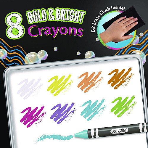 Crayola Washable Dry Erase Crayons w/E-Z Erase Cloth, Assorted Bright Colors, 8/Box (985202)