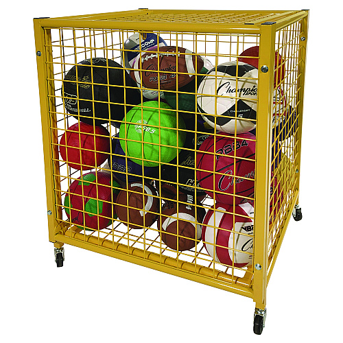 Champion Sports Half Size Lockable Ball Locker, Metal, 132 lb Capacity, 29 x 27 x 31, Yellow (LRCS)