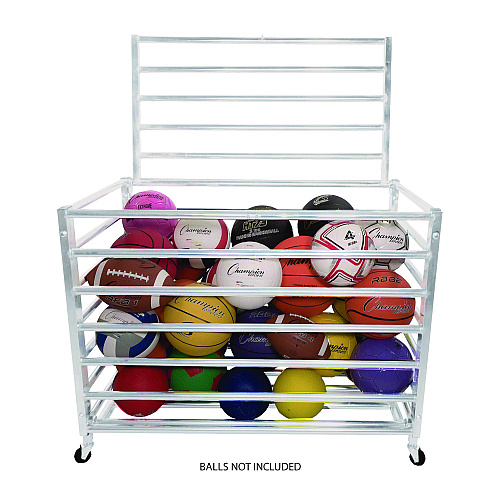 Champion Sports Economy Locking Ball Carrier, Metal, 264 lb Capacity, 23" x 45" x 32", White (EBLXX)