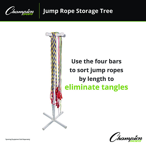 Champion Sports Jump Rope Storage Tree, 25.5" x 25.5" x 68.5", White (JRSD)