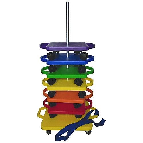 Champion Sports Scooter Stacker, Plastic, 176 lb Capacity, 21 x 16 x 39, Silver/Yellow (SX)