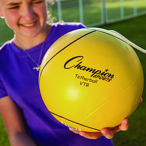 Champion Sports Deluxe Tetherball Tournament Set, Ball/24" Telescopic Poles/102" Cord/Carry Case/Pump/Needle (CG207)
