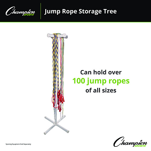 Champion Sports Jump Rope Storage Tree, 25.5" x 25.5" x 68.5", White (JRSD)