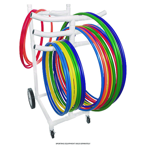 Champion Sports Hoop Storage Rack, Plastic, 176 lb Capacity, 26 x 22 x 49, White (HCRACK)