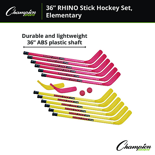 Champion Sports Indoor ABS Kids Hockey Set, 2 Pucks, 12 Sticks (HS36SET)