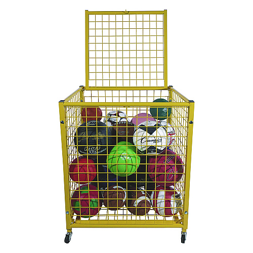 Champion Sports Half Size Lockable Ball Locker, Metal, 132 lb Capacity, 29 x 27 x 31, Yellow (LRCS)